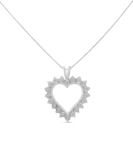 .925 Sterling Silver 1/4 Cttw Miracle Set Diamond Open Heart 18" Pendant Necklace (I-J Color, I3 Clarity) by Haus of Brilliance