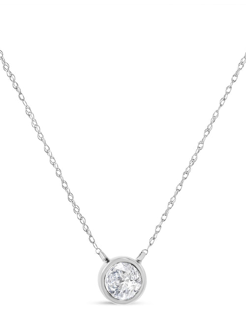 Load image into Gallery viewer, 14K Gold Lab Grown Diamond Modern Bezel-Set Solitaire 16"-18" Pendant Necklace (F-G Color, VS2-SI1 Clarity) by Haus of Brilliance
