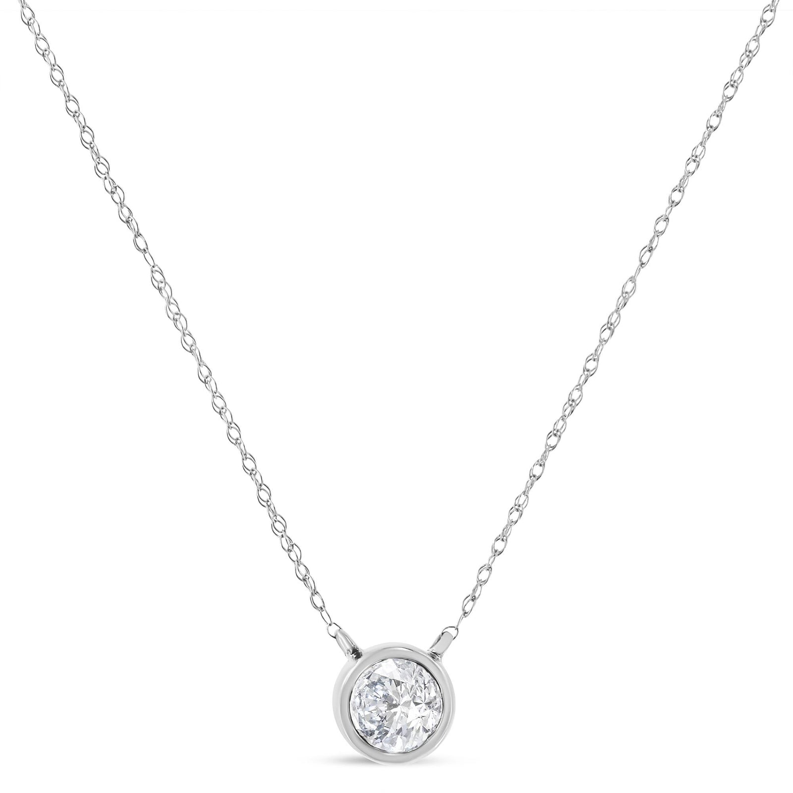 14K Gold Lab Grown Diamond Modern Bezel-Set Solitaire 16"-18" Pendant Necklace (F-G Color, VS2-SI1 Clarity) by Haus of Brilliance