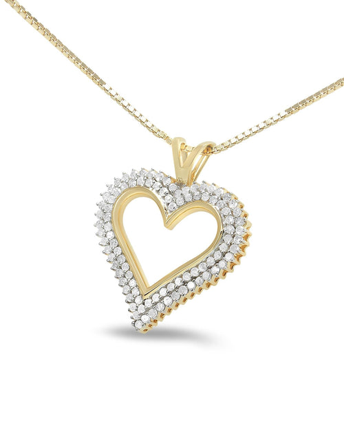 Load image into Gallery viewer, .925 Sterling Silver Diamond Heart 18" Pendant Necklace (I-J Color, I2-I3 Clarity) by Haus of Brilliance
