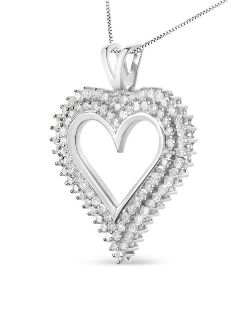 Load image into Gallery viewer, .925 Sterling Silver Diamond Heart 18" Pendant Necklace (I-J Color, I2-I3 Clarity) by Haus of Brilliance
