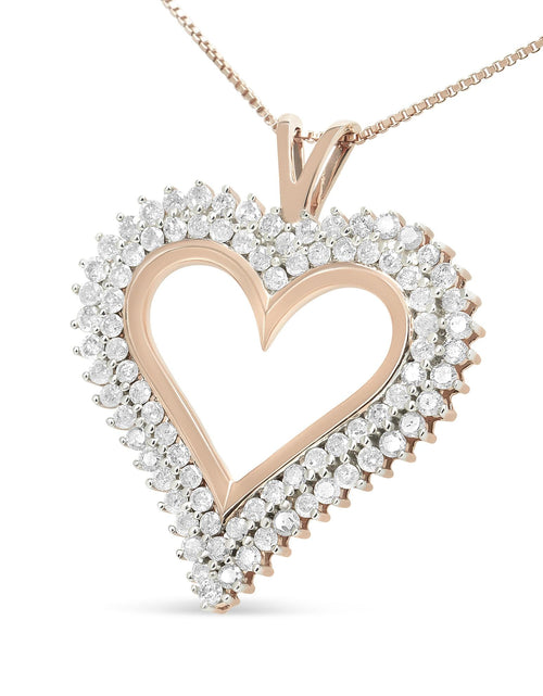 Load image into Gallery viewer, .925 Sterling Silver Diamond Heart 18" Pendant Necklace (I-J Color, I2-I3 Clarity) by Haus of Brilliance
