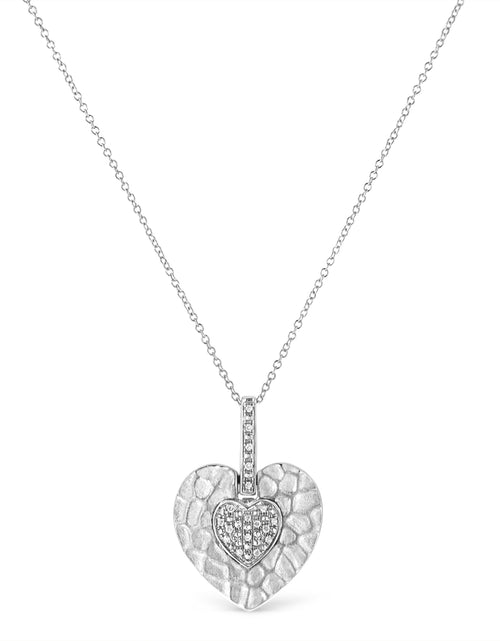 Load image into Gallery viewer, .925 Sterling Silver Pave-Set Diamond Accent Heart Shape 18" Pendant Necklace (I-J Color, I1-I2 Clarity) by Infinite Jewels
