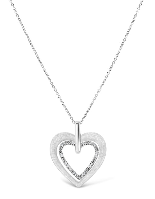 Load image into Gallery viewer, .925 Sterling Silver Prong-Set Diamond Accent Double Heart 18" Pendant Necklace (I-J Color, I1-I2 Clarity) by Haus of Brilliance
