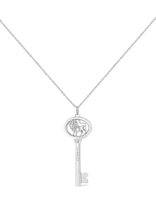 Load image into Gallery viewer, .925 Sterling Silver Diamond Accent Zodiac Key 18" Pendant Necklace (K-L Color, I1-I2 Clarity) by Infinite Jewels
