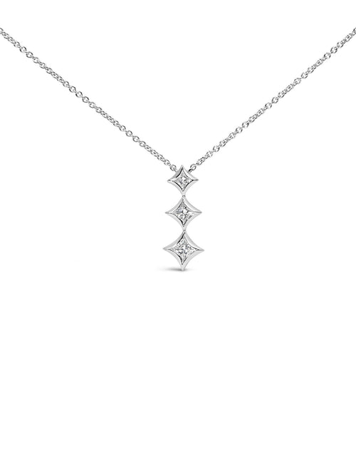 Load image into Gallery viewer, 10K Gold 1/5 Cttw Princess Cut Diamond 3 Stone Drop 18" Pendant Necklace (H-I Color, SI2-I1 Clarity) by Haus of Brilliance

