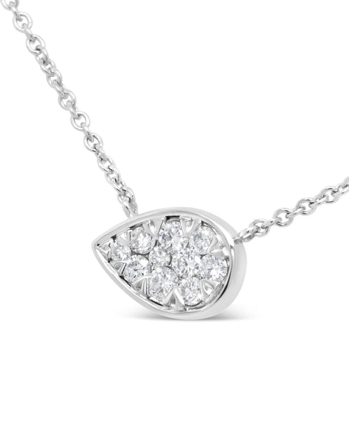 Load image into Gallery viewer, 14K White Gold 1/4 Cttw Round Diamond Composite Teardrop Shape 18" Pendant Necklace - (G-H Color, SI2-I1 Clarity) by Haus of Brilliance
