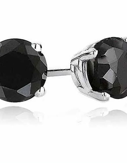 Load image into Gallery viewer, 2 Carat Created Black Spinel Sterling Silver Stud Earrings, 6mm

