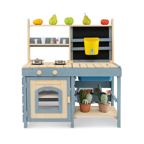 Load image into Gallery viewer, 2-In-1 Outdoor Mud Kitchen with Faucet and Extra Chalkboard

