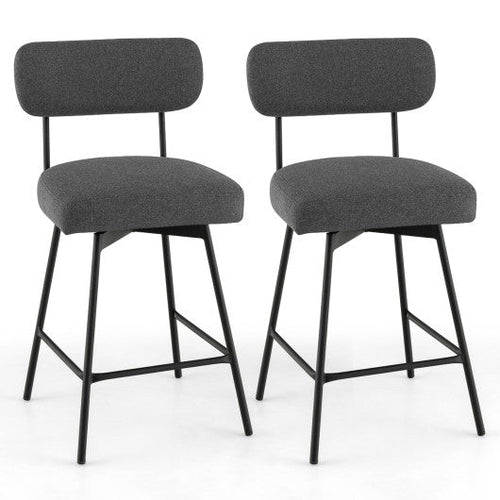 Load image into Gallery viewer, 25 Inch 2-Piece Modern Upholstered Bar Stools with Back and Footrests-Gray
