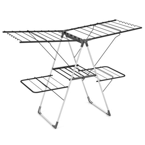 Load image into Gallery viewer, 2-Tier Clothes Drying Rack with 33 Drying Rails and Height Adjustable Gullwings
