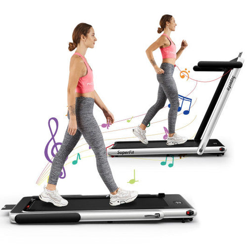 Load image into Gallery viewer, 2.25HP 2 in 1 Folding Treadmill with APP Speaker Remote Control-Silver
