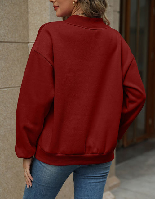 Load image into Gallery viewer, V-Neck Long Sleeve Dropped Shoulder Sweatshirt
