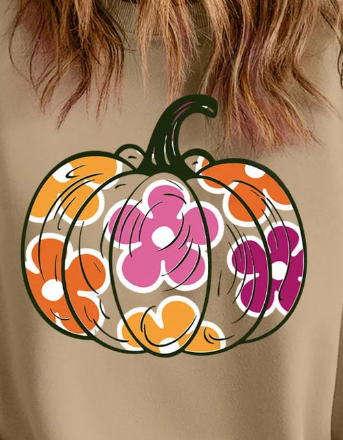Load image into Gallery viewer, Plus Size Pumpkin Graphic Dropped Shoulder Sweatshirt
