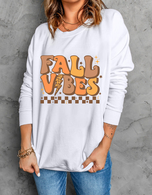 Load image into Gallery viewer, Letter Graphic Round Neck Long Sleeve Sweatshirt
