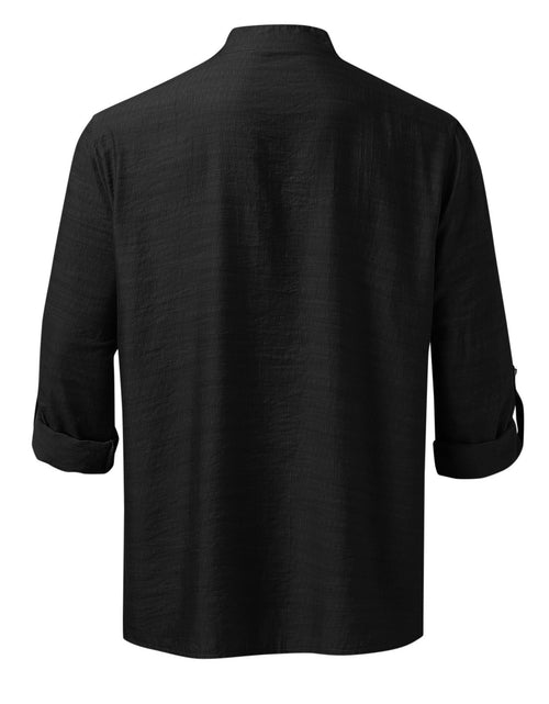 Load image into Gallery viewer, Men's Full Size Half Button Long Sleeve Shirt Plus Size
