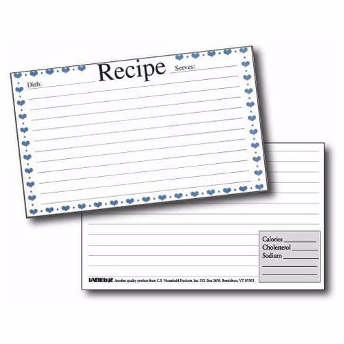 Load image into Gallery viewer, Labeleze Recipe Cards with Protective Covers 4 x 6 - Blue Hearts by FreeShippingAllOrders.com
