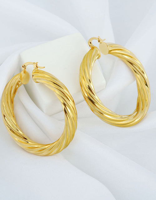 Load image into Gallery viewer, 14K Gold Solid Twist Tube Hoop Earring 40MM
