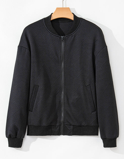 Load image into Gallery viewer, Texture Zip Up Baseball Collar Long Sleeve Jacket

