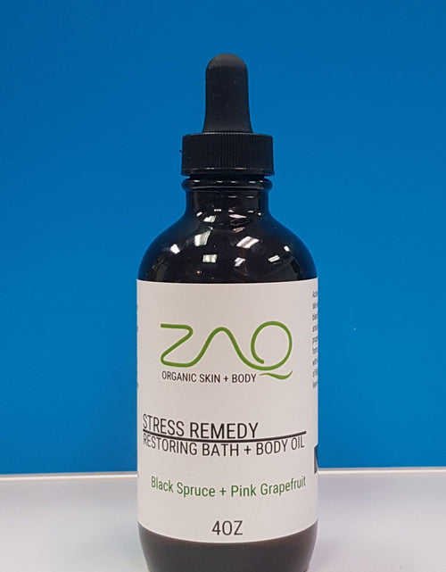 Load image into Gallery viewer, Restoring Massage Body Oil - STRESS REMEDY - Black Spruce + Pink Grapefruit by ZAQ Skin &amp; Body
