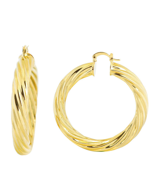 Load image into Gallery viewer, 14K Gold Solid Twist Tube Hoop Earring 40MM

