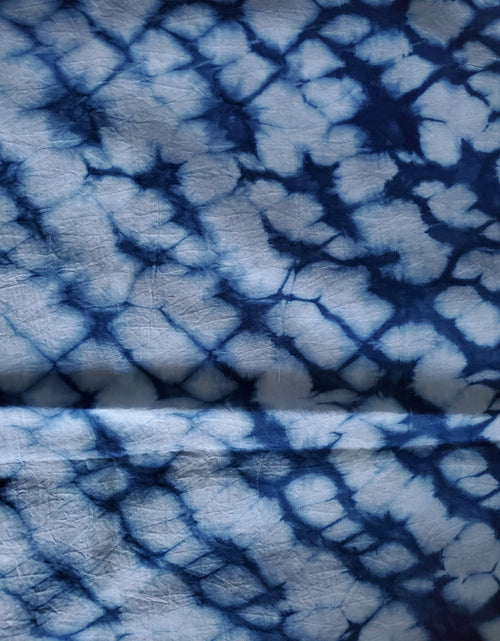 Load image into Gallery viewer, Indigo Dyed Hand Printed Cotton Fabric by OMSutra
