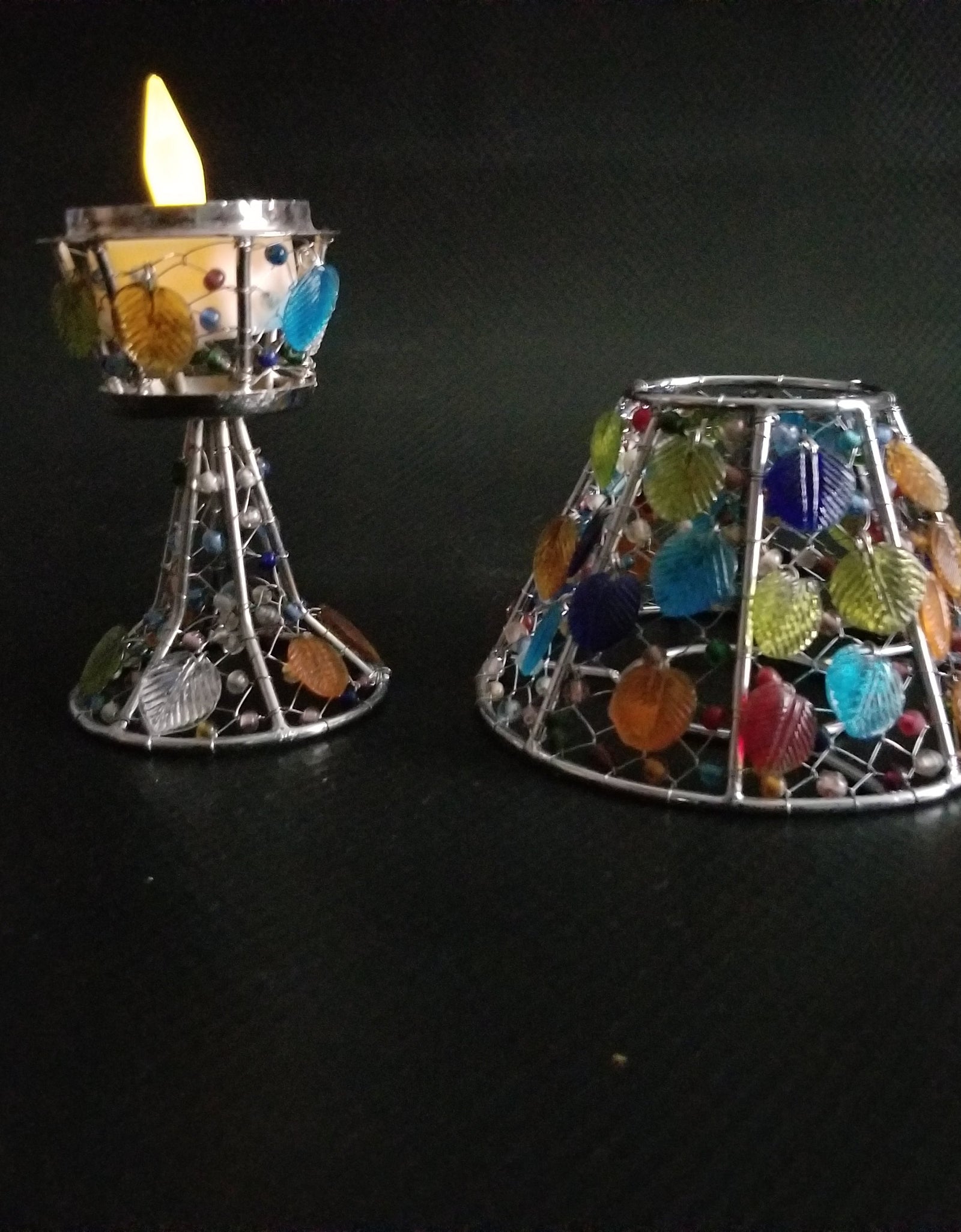 Handmade colored glass Tea Light candle holder by OMSutra