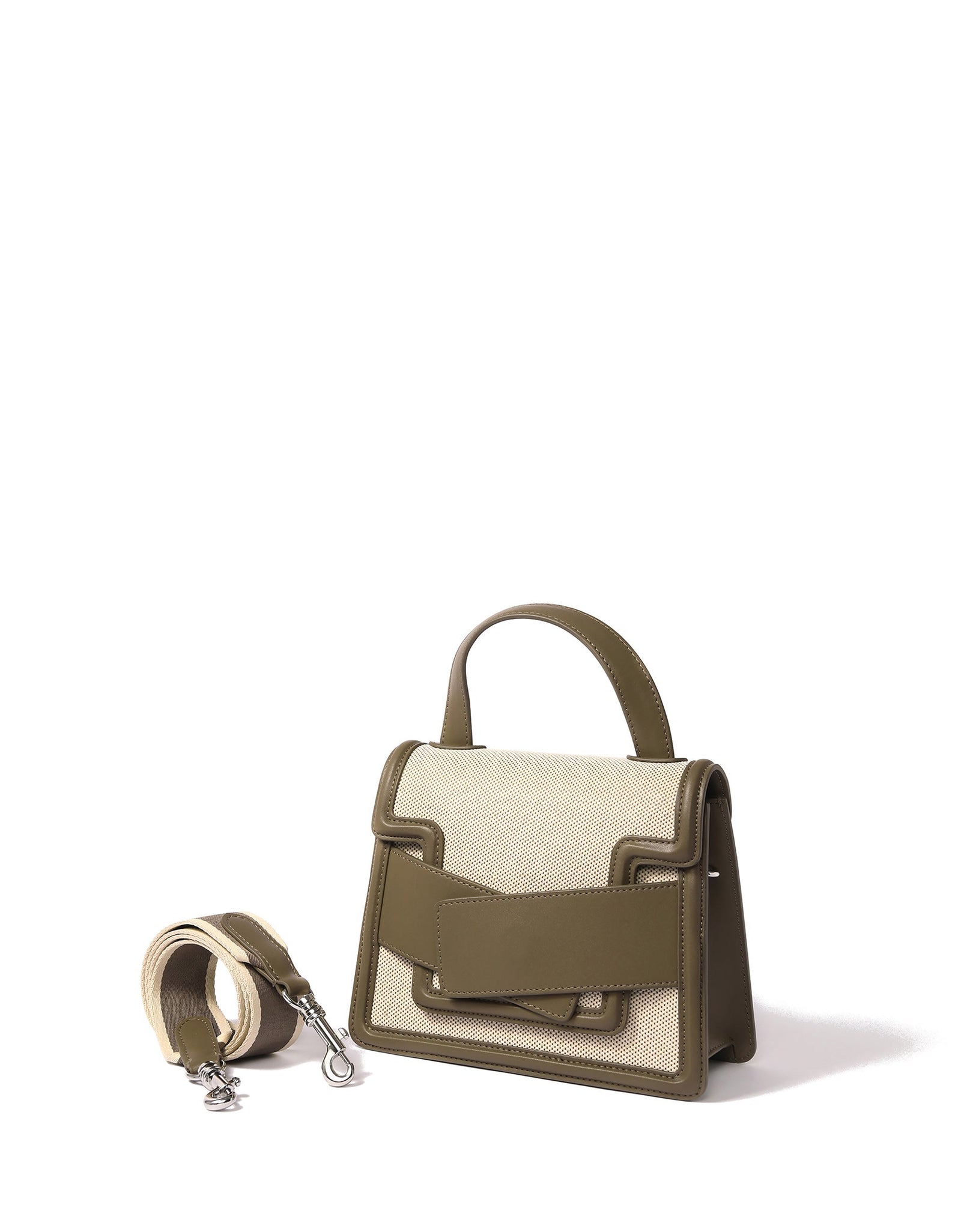 Evelyn Bag in Canvas and Genuine Leather, Gray by Bob Oré