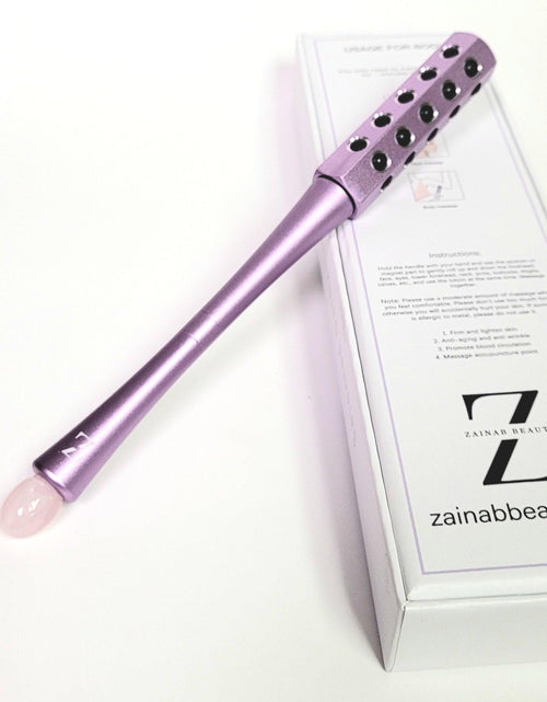Load image into Gallery viewer, Aria Germanium Massage Roller with Rose Quartz stone by ZAQ Skin &amp; Body
