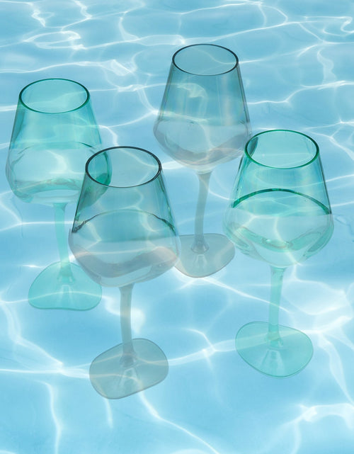 Load image into Gallery viewer, Floating Wine Glasses for Pool - Set of 2-15 OZ Shatterproof Poolside Wine Glasses, Tritan Plastic Reusable, Beach Outdoor Cocktail, Wine, Champagne, Water Glassware Spring Summer (Muted Green) by The Wine Savant
