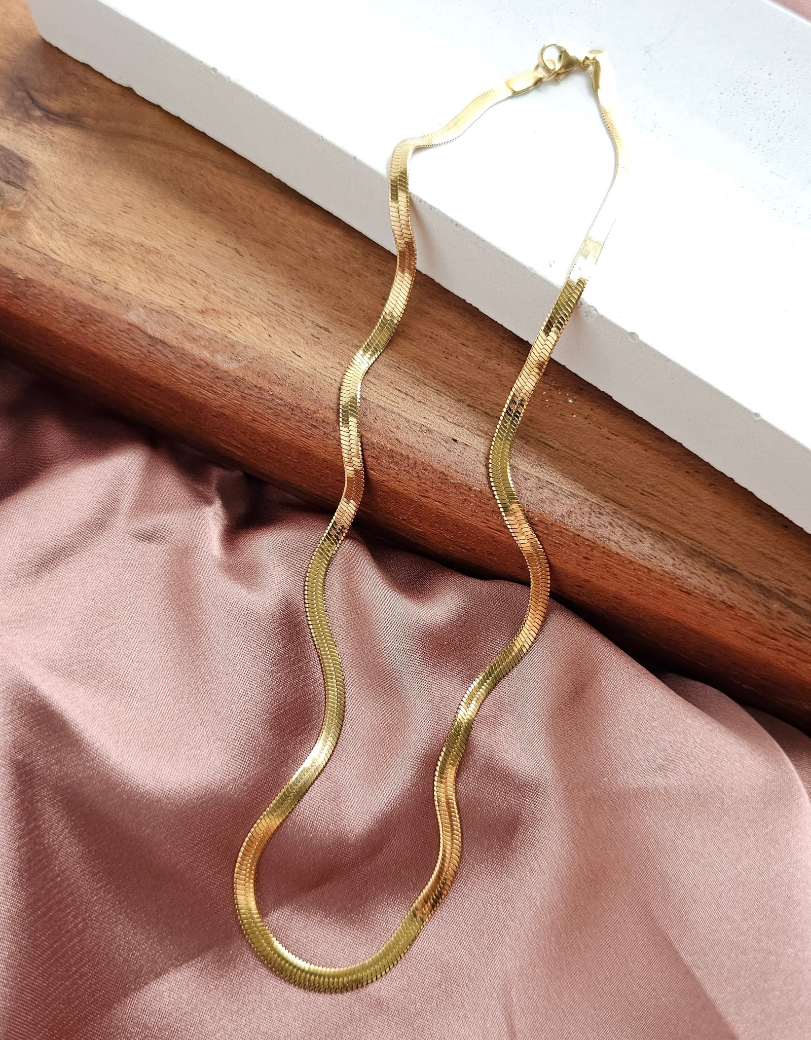 Luxe Gold Delicate Herringbone Chain - 16" by Spiffy & Splendid