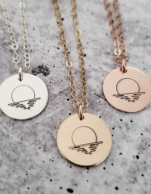 Load image into Gallery viewer, Minimalist Ocean Sunset Charm  Necklace by Salt and Sparkle
