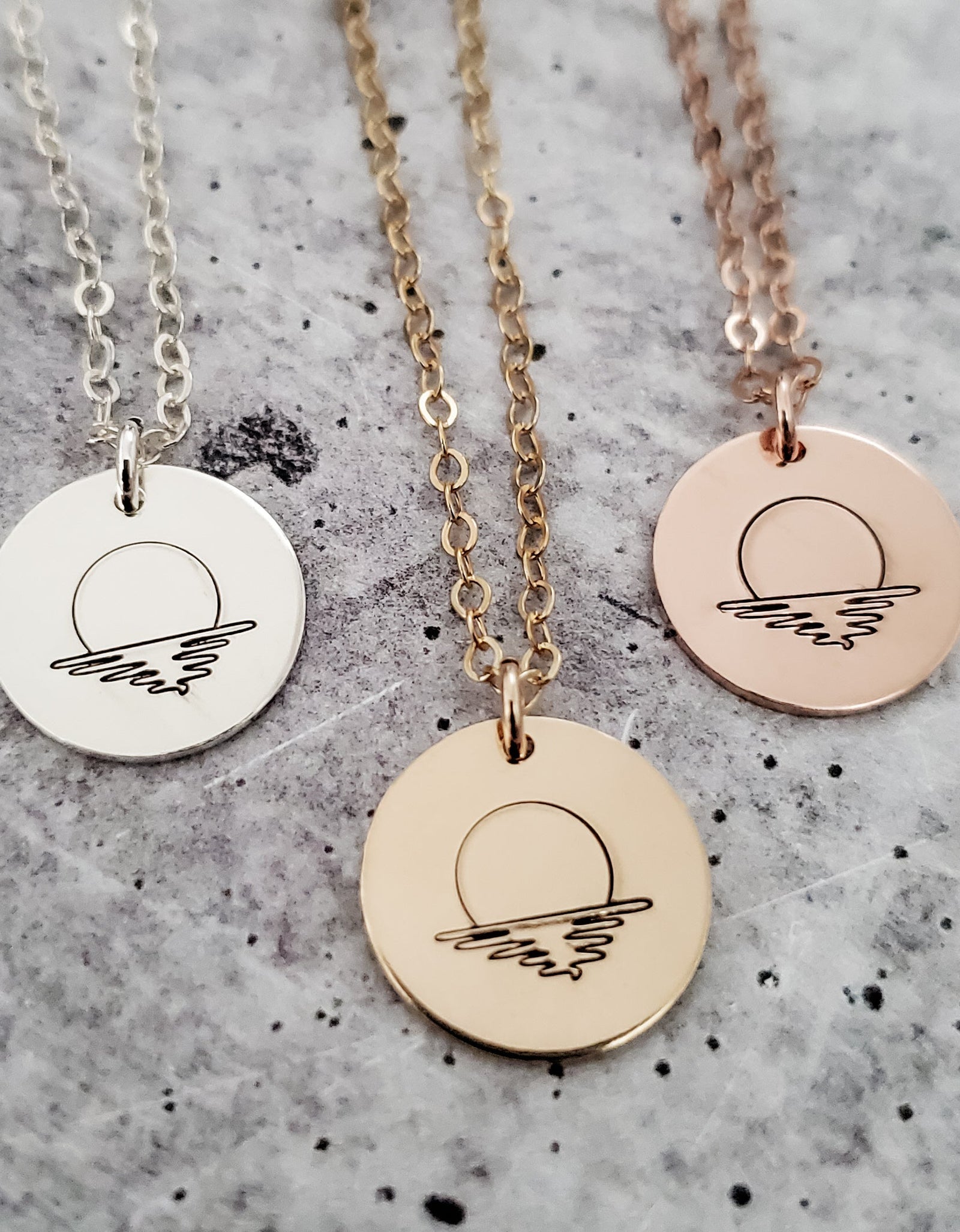 Minimalist Ocean Sunset Charm  Necklace by Salt and Sparkle