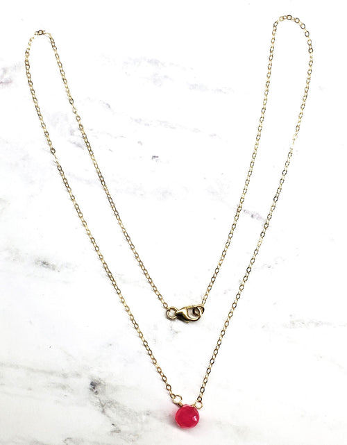 Load image into Gallery viewer, Tiny Hot Pink Chalcedony Gold Filled Necklace by Alexa Martha Designs

