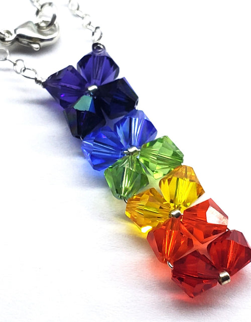 Load image into Gallery viewer, Handmade True Rainbow Crystal Rock Candy Necklace by Alexa Martha Designs
