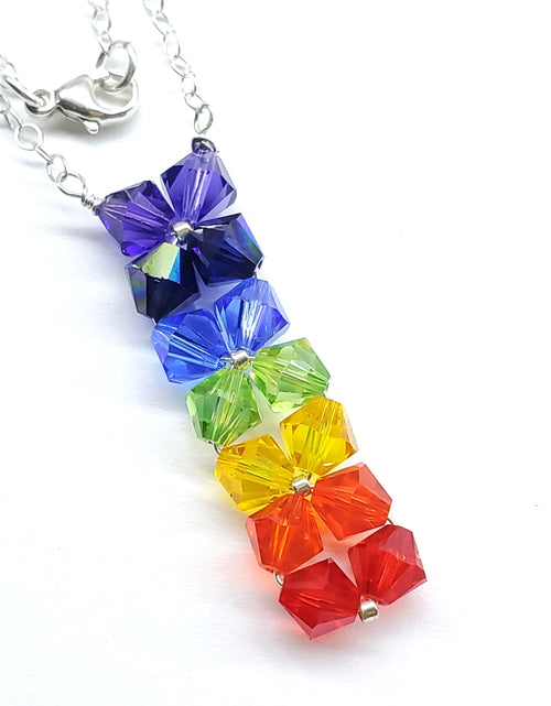 Load image into Gallery viewer, Handmade True Rainbow Crystal Rock Candy Necklace by Alexa Martha Designs
