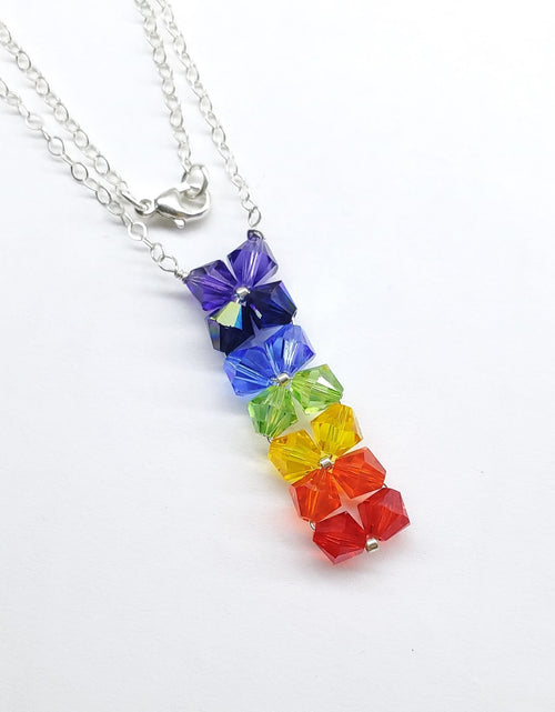 Load image into Gallery viewer, Handmade True Rainbow Crystal Rock Candy Necklace by Alexa Martha Designs
