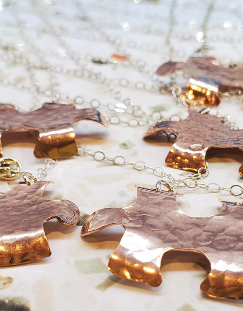 Load image into Gallery viewer, Handmade Hammered Copper Puzzle Piece Necklace by Alexa Martha Designs
