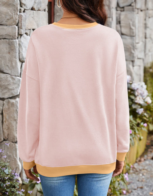 Load image into Gallery viewer, Lovelet Contrast Round Neck Long Sleeve Sweatshirt
