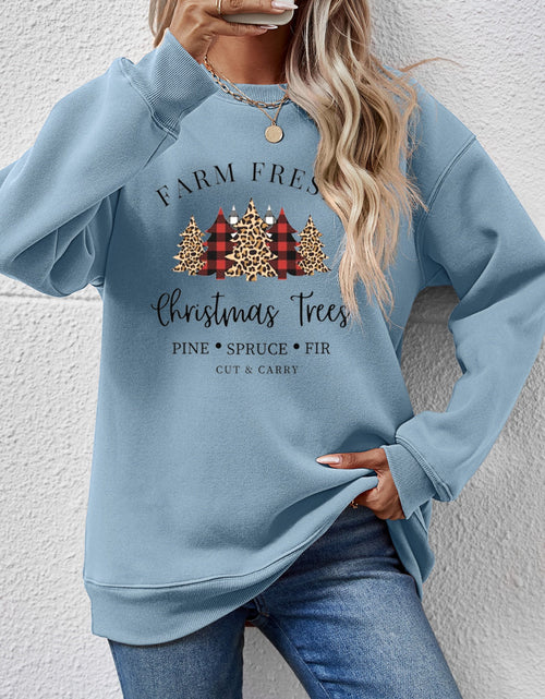 Load image into Gallery viewer, Graphic Round Neck Long Sleeve Sweatshirt
