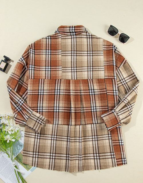 Load image into Gallery viewer, Plaid Snap Down Dropped Shoulder Shacket
