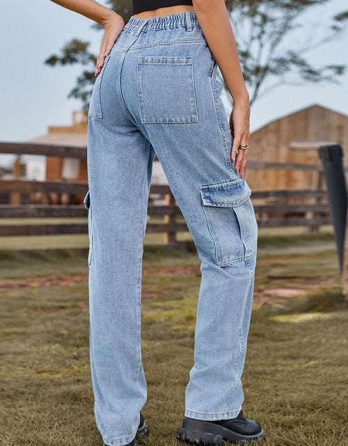 Load image into Gallery viewer, High Waist Cargo Jeans
