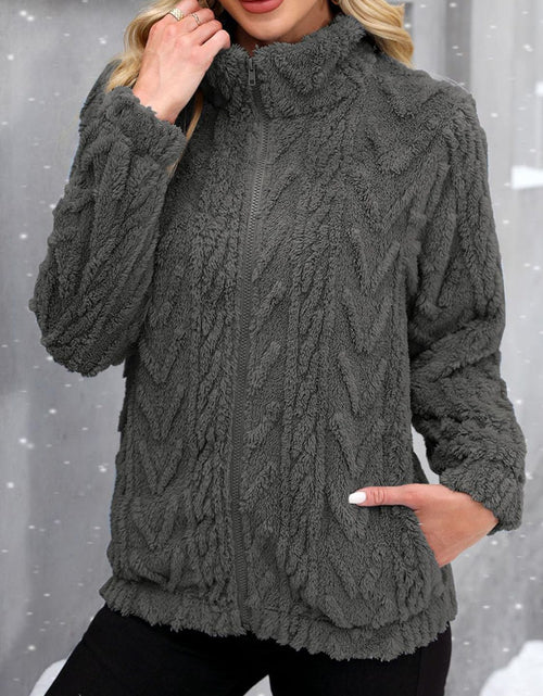Load image into Gallery viewer, Fuzzy Zip Up Long Sleeve Jacket
