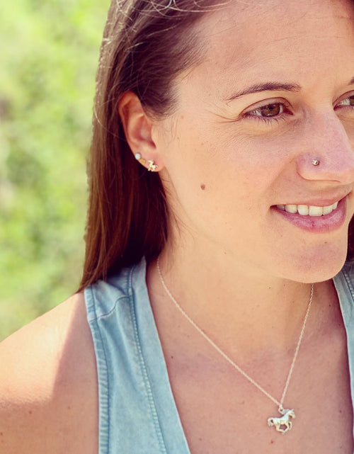 Load image into Gallery viewer, Running Horse Charm Necklace by Jennifer Cervelli Jewelry
