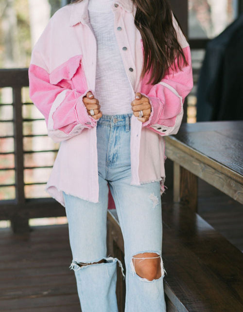 Load image into Gallery viewer, Two-tone Color Exposed Seam Corduroy Shacket
