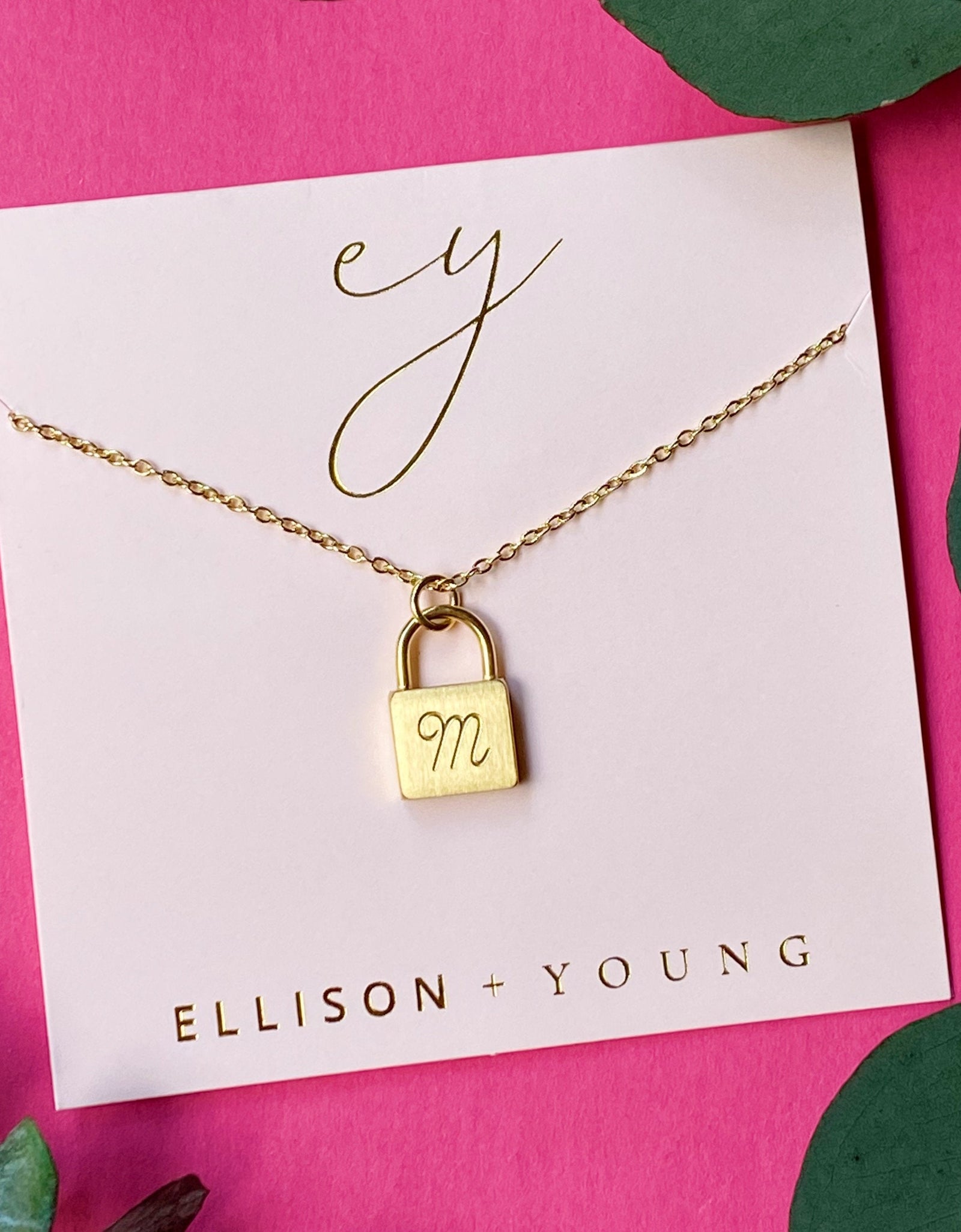Scripted Notes Locket Initial Necklace by Ellisonyoung.com