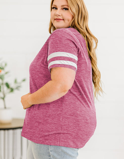 Load image into Gallery viewer, Plus Size Striped V-Neck Tee Shirt
