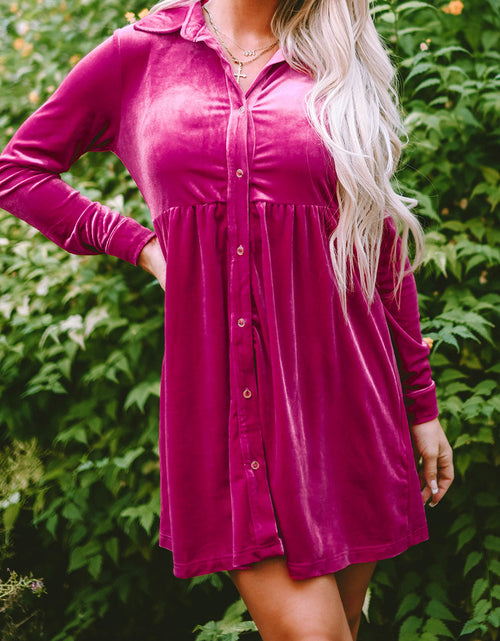 Load image into Gallery viewer, Lennon Long Sleeve Ruffle Velvet Dress by Poppy Lee Lane
