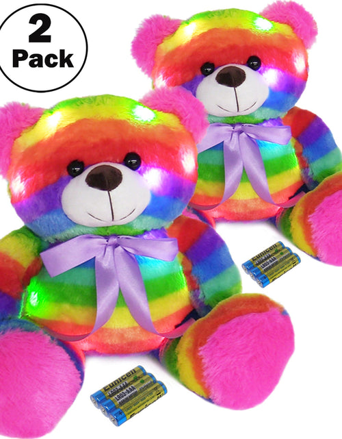 Load image into Gallery viewer, Rainbow Lites Teddy Bear Glow Plush LED Night Light Up Stuffed Animal 2 Pack Set  (16 inch, Batteries Included) by The Noodley
