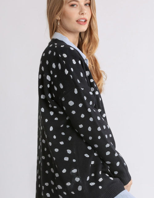 Load image into Gallery viewer, Umgee Polka Dot Open Front Drop Shoulder Cardigan
